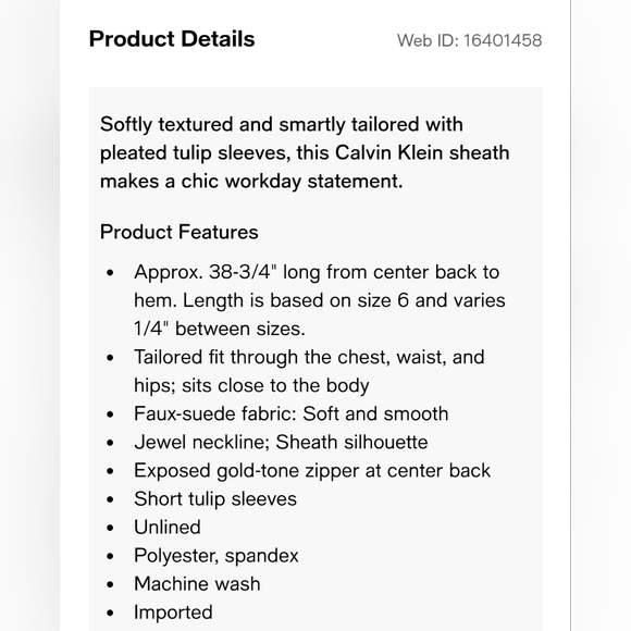 Calvin Klein Faux Suede Tulip Sleeved Dress - Picture 3 of 13